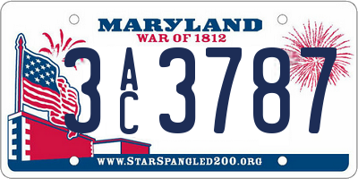 MD license plate 3AC3787