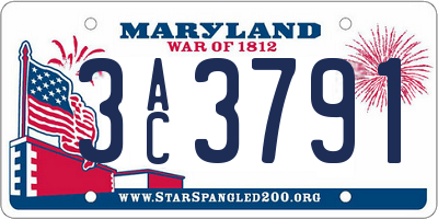 MD license plate 3AC3791
