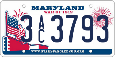 MD license plate 3AC3793