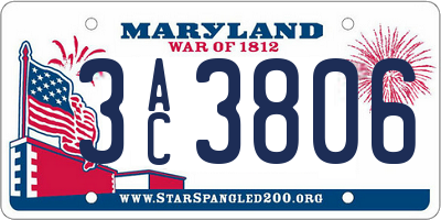 MD license plate 3AC3806