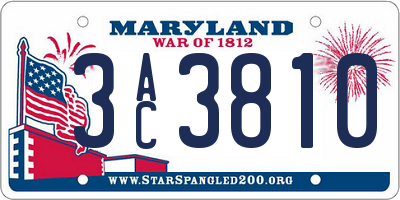 MD license plate 3AC3810