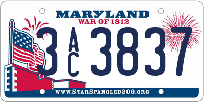 MD license plate 3AC3837