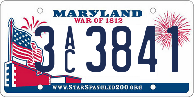MD license plate 3AC3841
