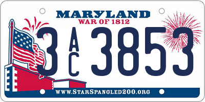 MD license plate 3AC3853