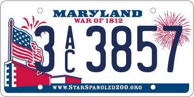 MD license plate 3AC3857