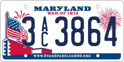 MD license plate 3AC3864