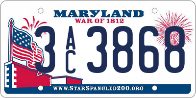 MD license plate 3AC3868