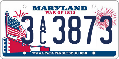 MD license plate 3AC3873