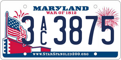 MD license plate 3AC3875