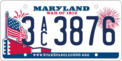 MD license plate 3AC3876