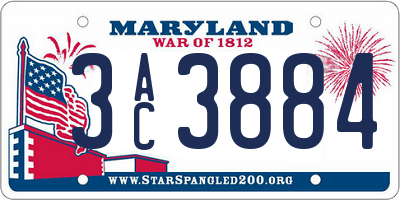 MD license plate 3AC3884