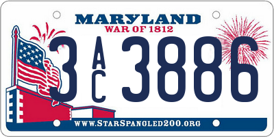 MD license plate 3AC3886