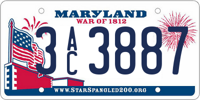 MD license plate 3AC3887
