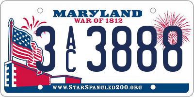 MD license plate 3AC3888