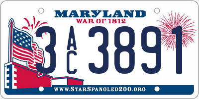 MD license plate 3AC3891