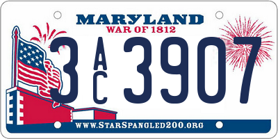 MD license plate 3AC3907