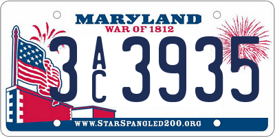 MD license plate 3AC3935
