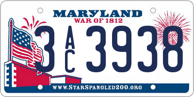 MD license plate 3AC3938