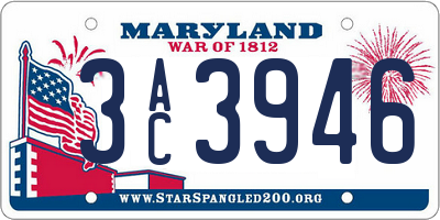 MD license plate 3AC3946