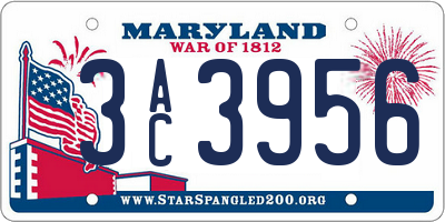 MD license plate 3AC3956
