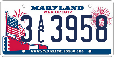 MD license plate 3AC3958