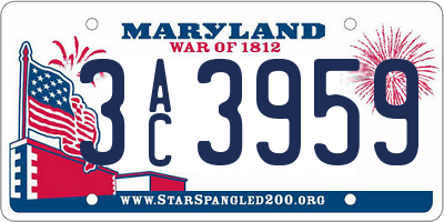 MD license plate 3AC3959