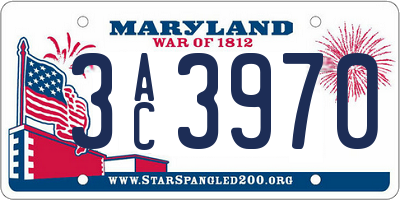 MD license plate 3AC3970