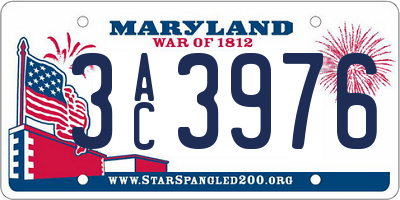 MD license plate 3AC3976