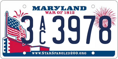 MD license plate 3AC3978