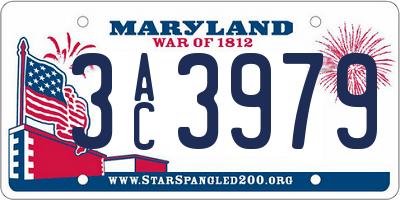 MD license plate 3AC3979