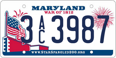 MD license plate 3AC3987