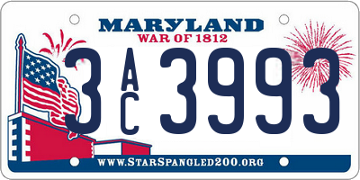 MD license plate 3AC3993
