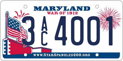 MD license plate 3AC4001