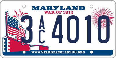 MD license plate 3AC4010
