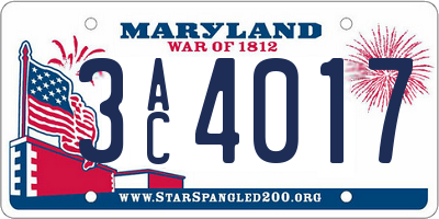 MD license plate 3AC4017