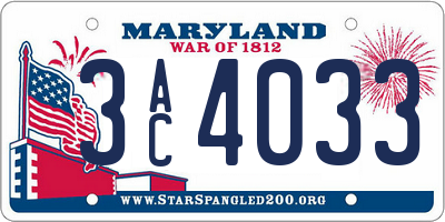 MD license plate 3AC4033