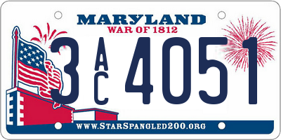 MD license plate 3AC4051