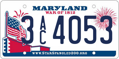 MD license plate 3AC4053