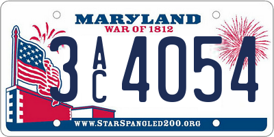 MD license plate 3AC4054