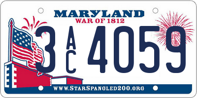 MD license plate 3AC4059