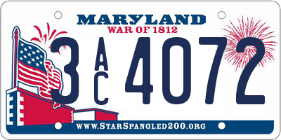 MD license plate 3AC4072