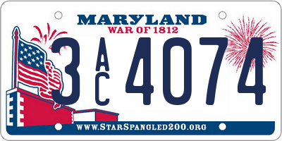 MD license plate 3AC4074