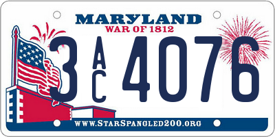 MD license plate 3AC4076
