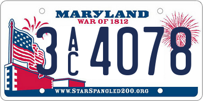 MD license plate 3AC4078