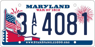 MD license plate 3AC4081