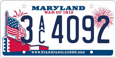 MD license plate 3AC4092