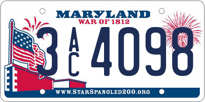 MD license plate 3AC4098