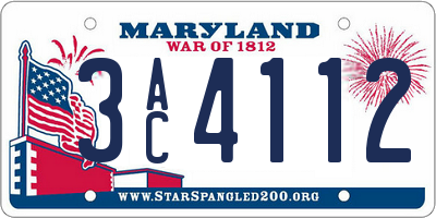 MD license plate 3AC4112