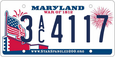 MD license plate 3AC4117
