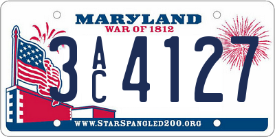 MD license plate 3AC4127